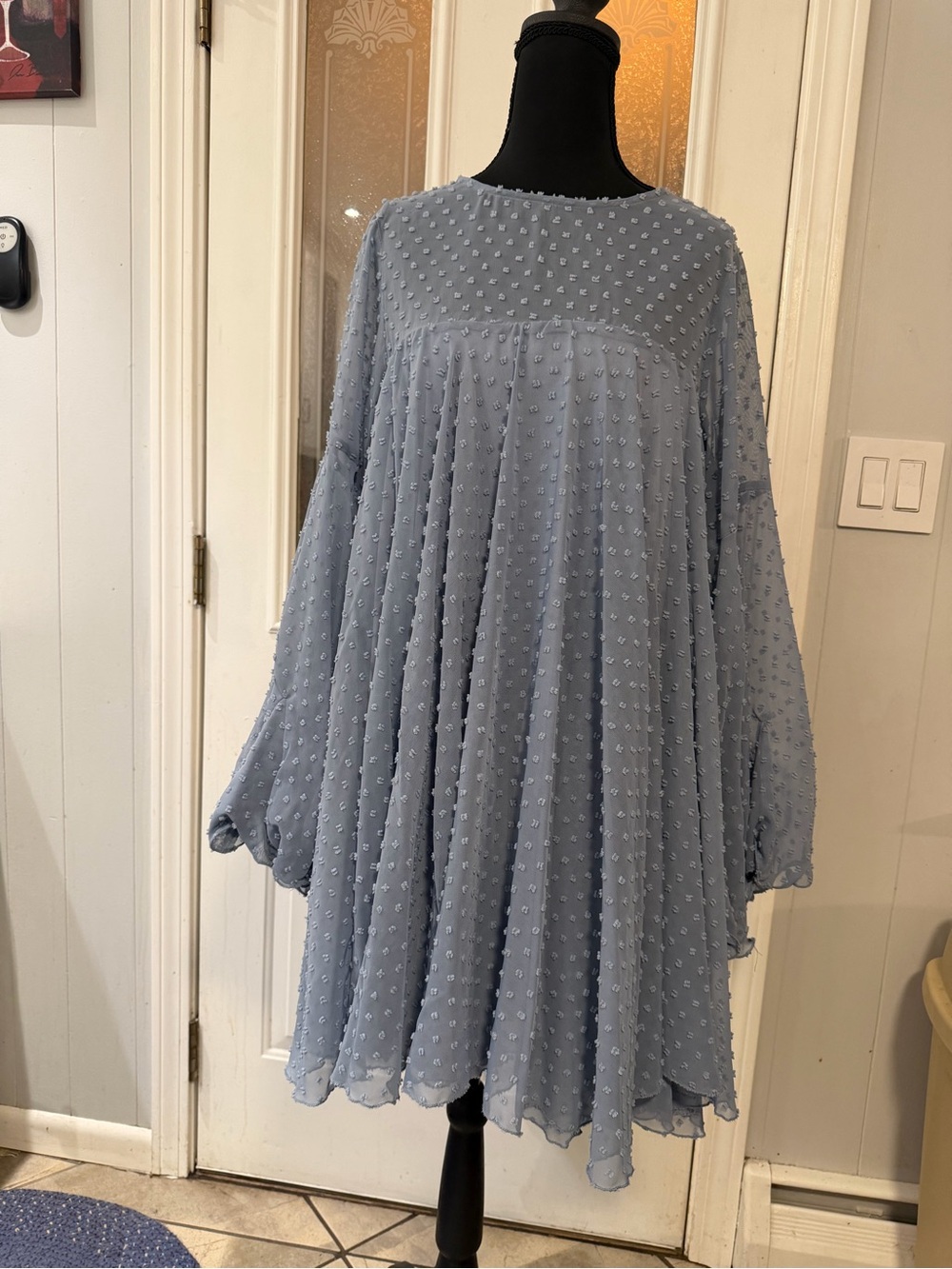 Boohoo Light Blue Textured Babydoll Top